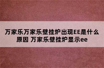 万家乐万家乐壁挂炉出现EE是什么原因 万家乐壁挂炉显示ee